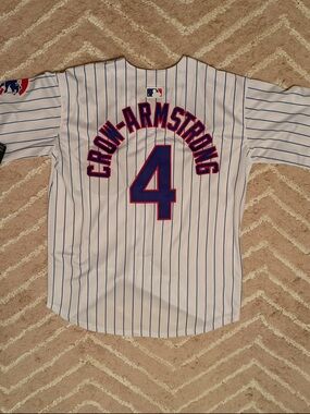 Chicago Cubs #4 Crow-Armstrong Baseball Jersey - White/Blue